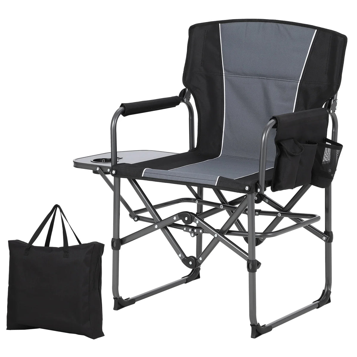 HiMiss Heavy Duty Portable Camping Director Chair With Cup Holder