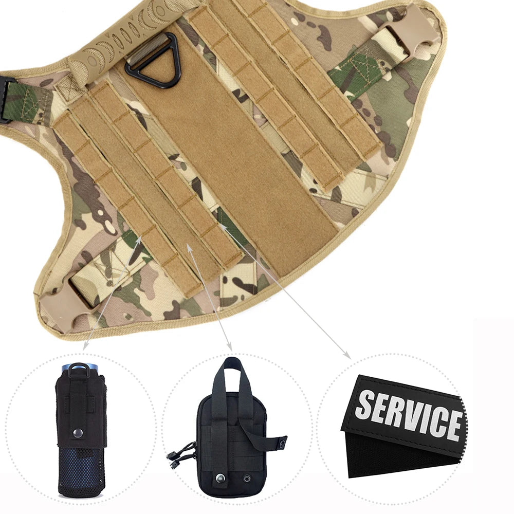 PetraVel Tactical Padded Dog Harness And Nylon Leash Set