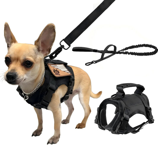 Petavel Tactical Puppy Harness Leash Set Adjustable Nylon Vest