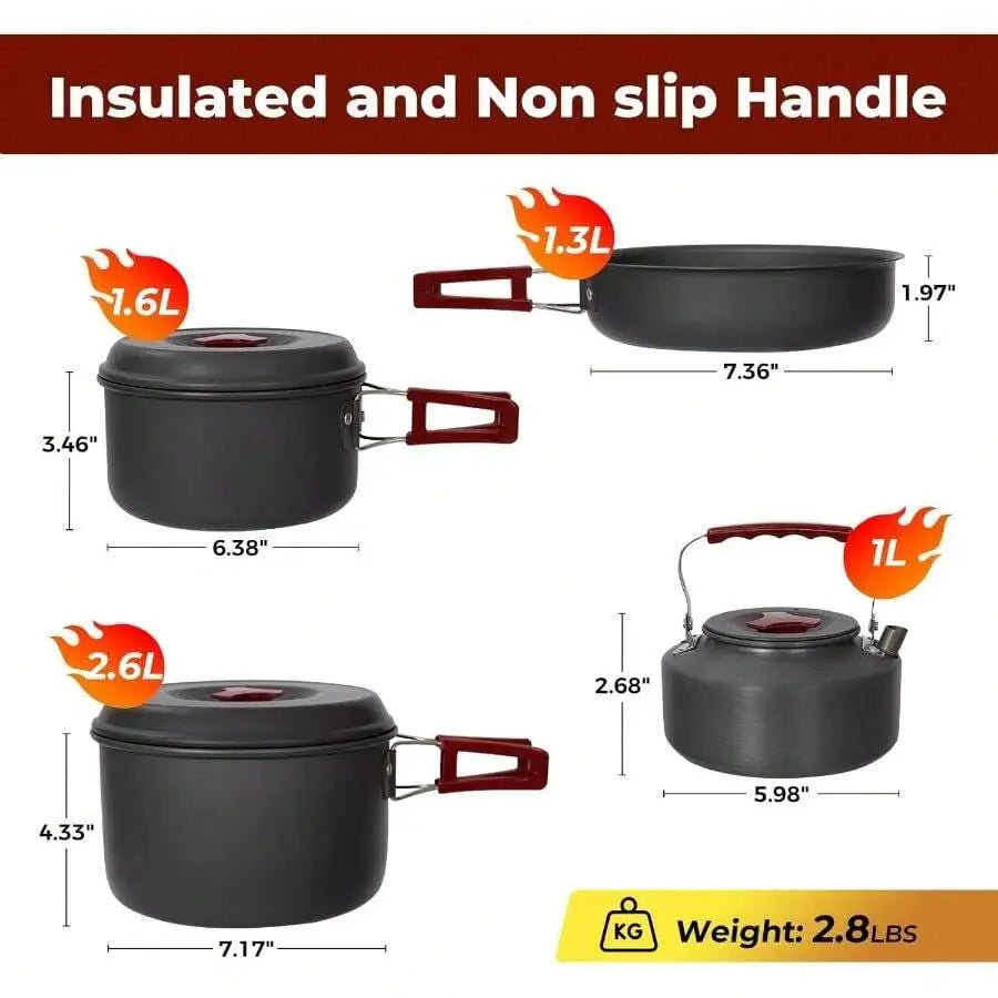 Lightweight Camping Cookware Set For Backpacking And Hiking
