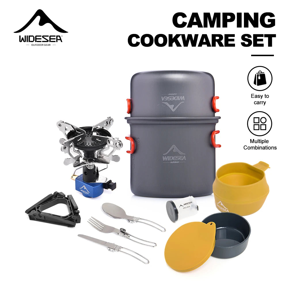 Widesea Portable Aluminum Camping Cookware Stove Set