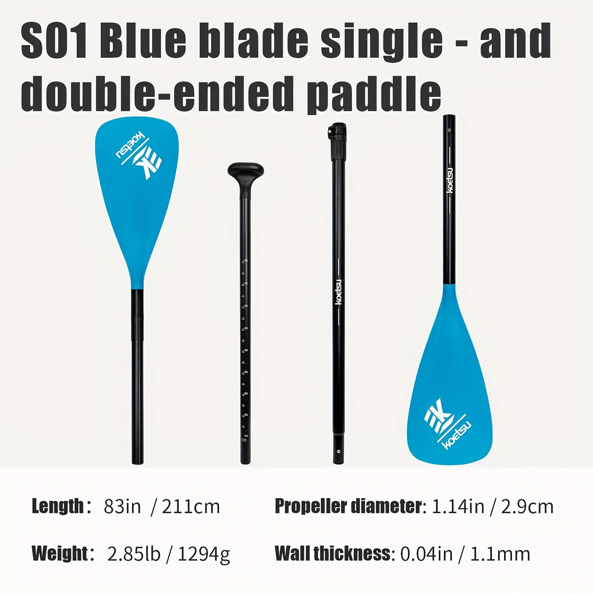 KOETSU Aluminum Alloy Dual Blade Paddle For Kayaking And Fishing