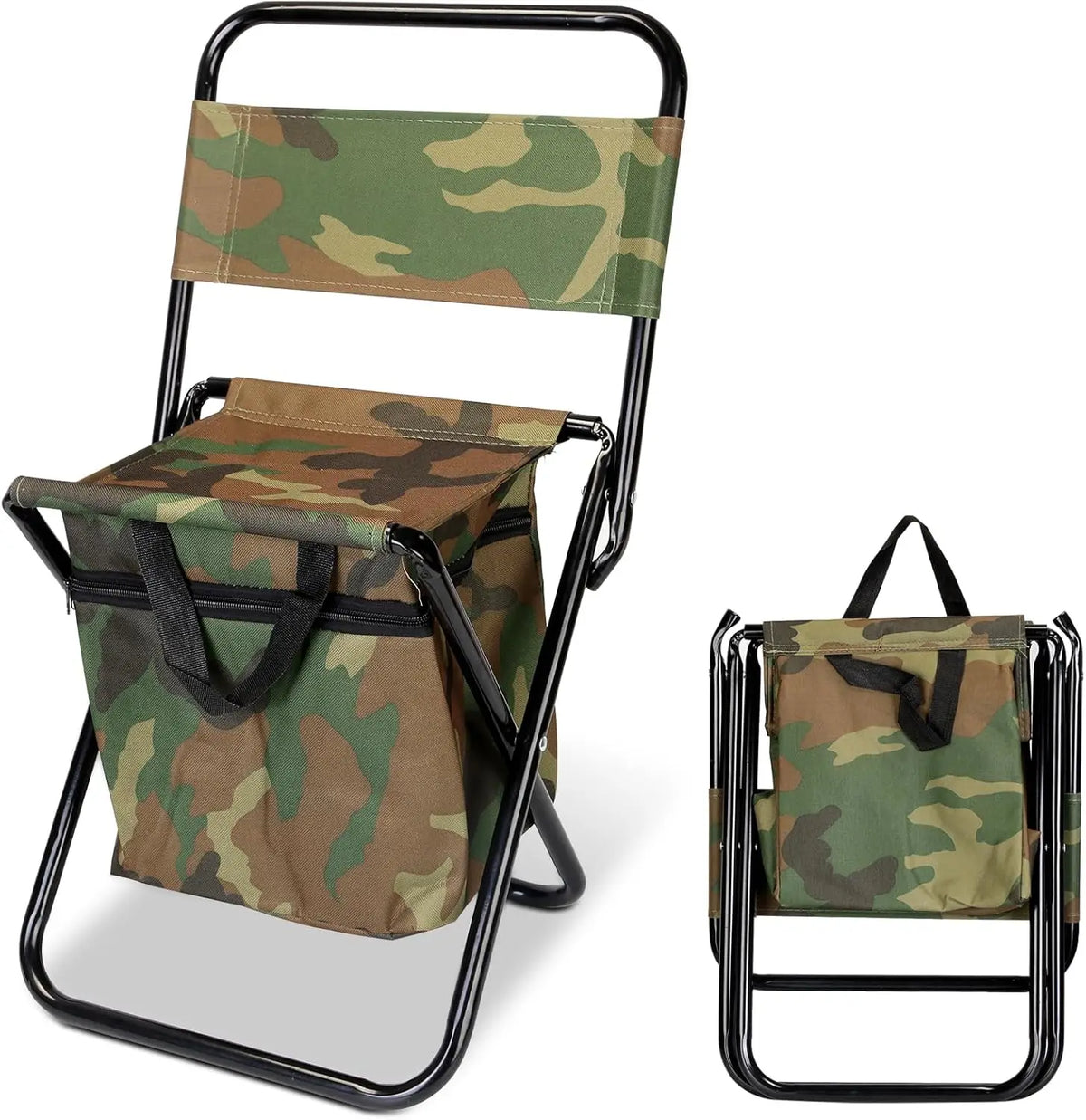 Portable Foldable Fishing Chair Featuring Integrated Cooler Bag
