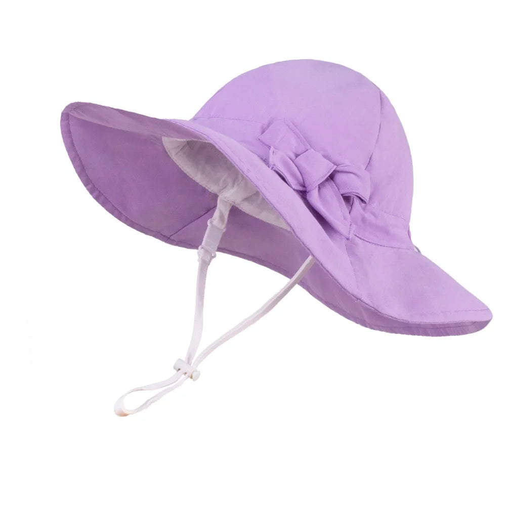 Bowknot Beach Sun Protection Hats Adjustable Bucket Hats for Toddler Kids Baby and Girls