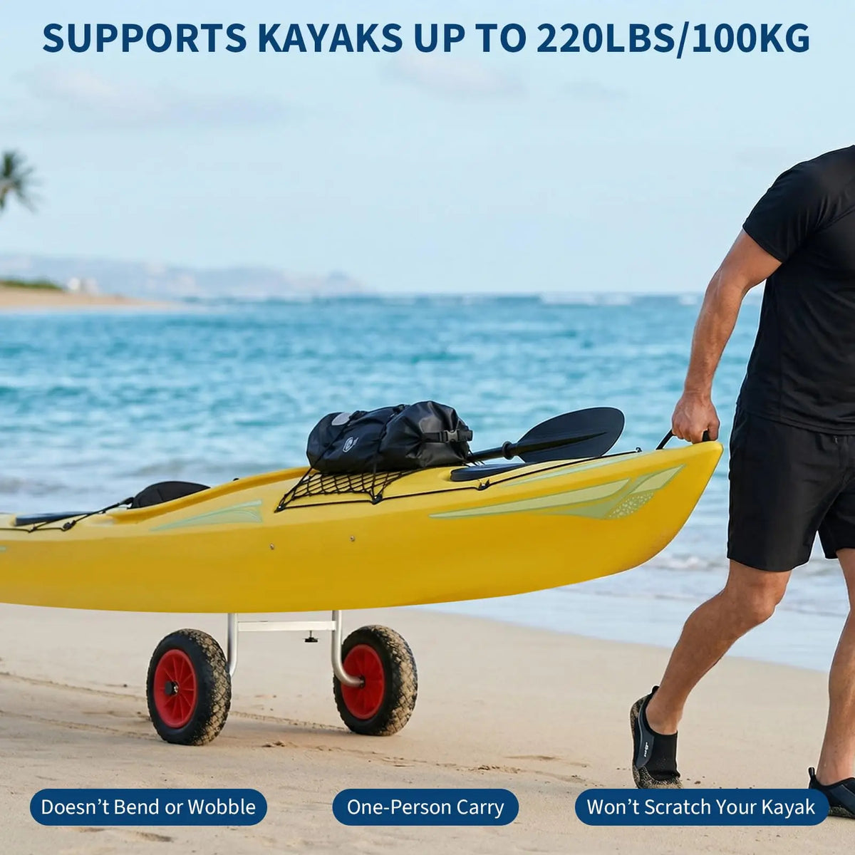 Heavy Duty Adjustable Aluminum Kayak Cart With Solid Wheels