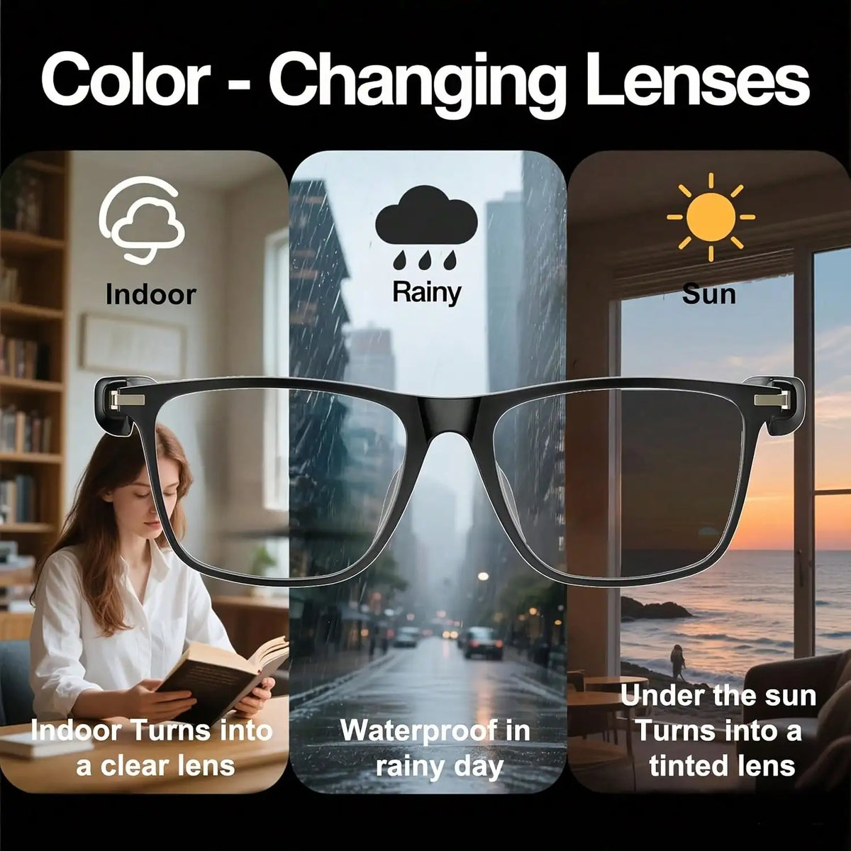 Hivisuals AI Smart Glasses With Photochromic Lenses And Bluetooth