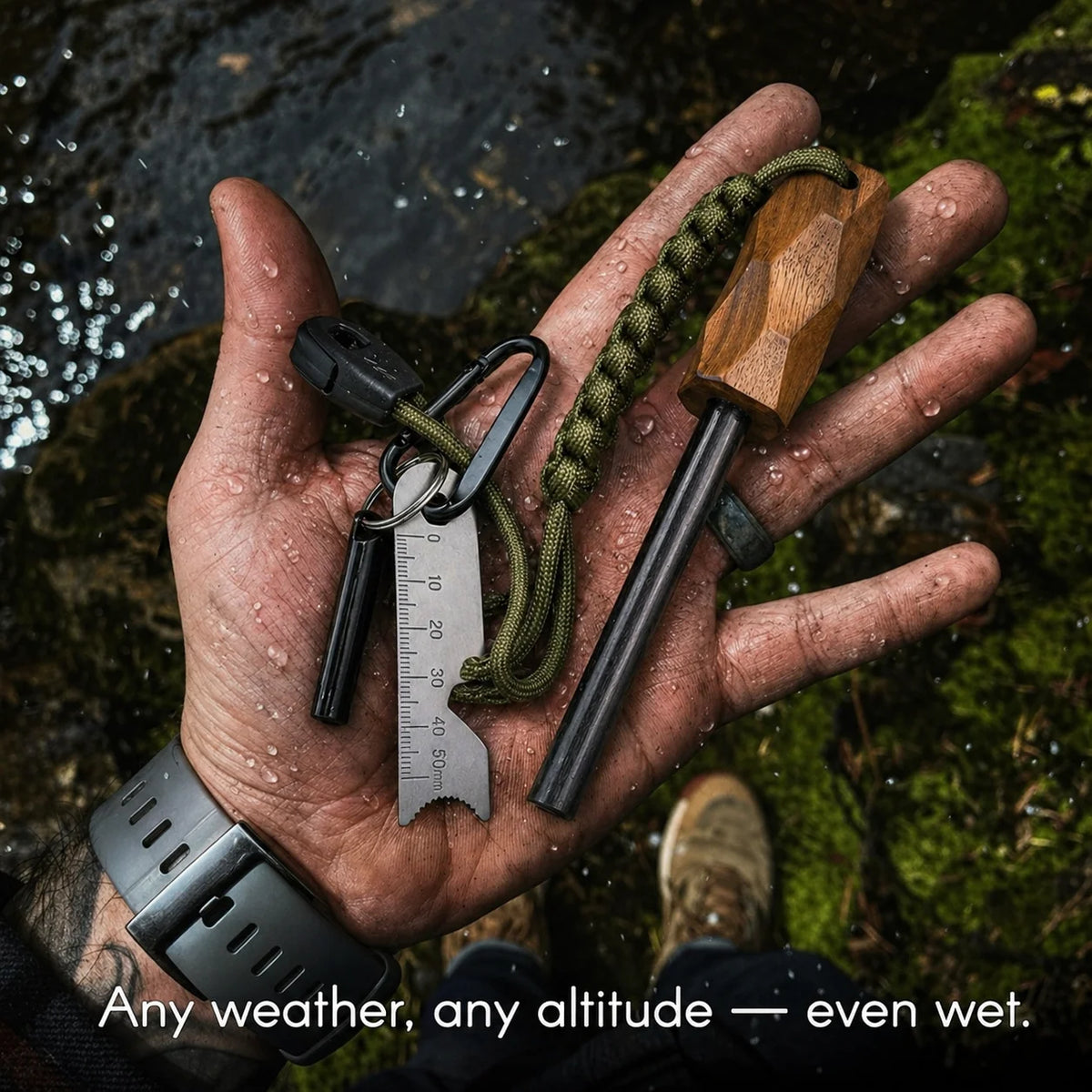 Magnesium Fire Starter Kit With Whistle And Pocket Scraper
