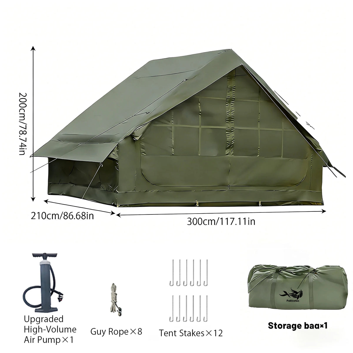 PAKICETUS Inflatable Camping Tent With Skylight And Integrated Air Pump
