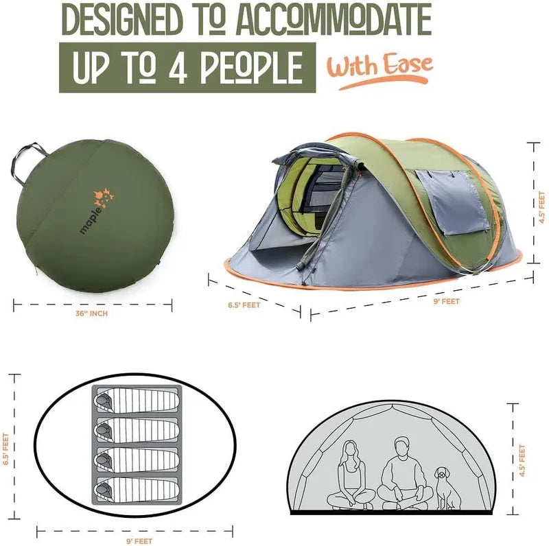 Maple99 4 Person Easy Pop Up Waterproof Camping Tent