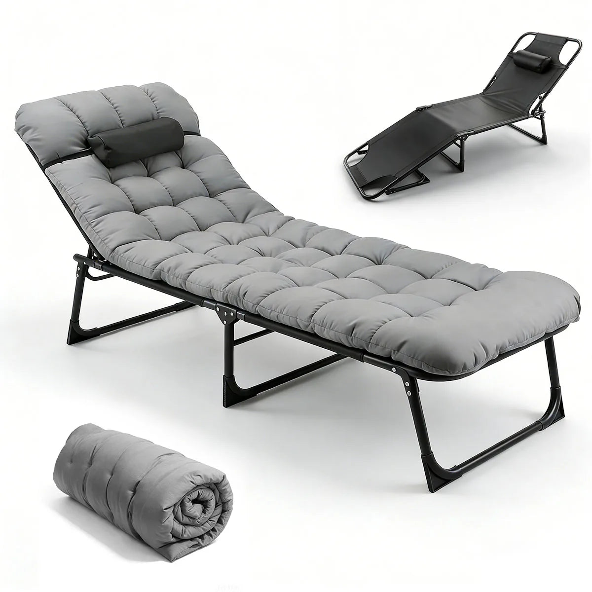 Adjustable Folding Camping Lounge Chair With 3 Position Reclining