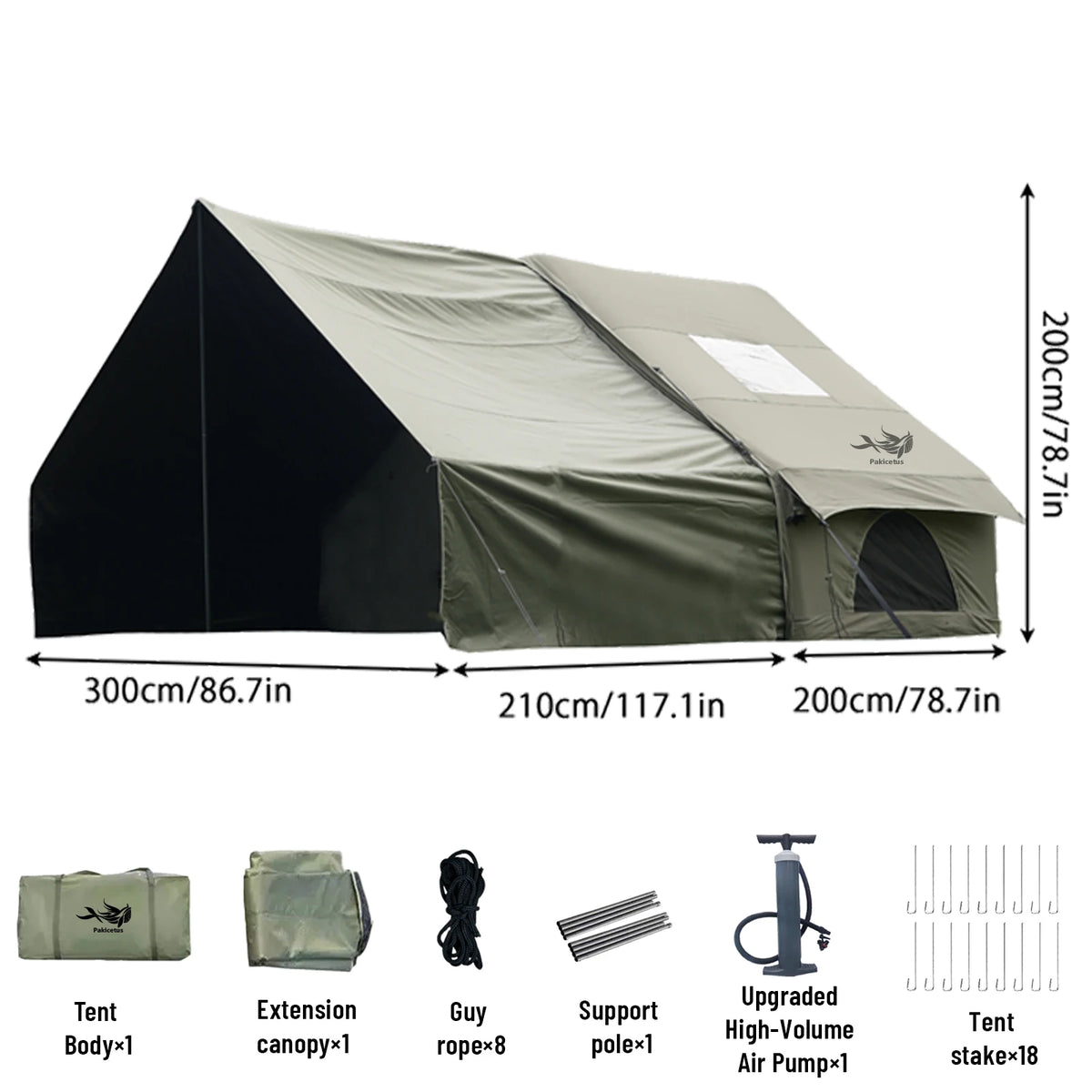 PAKICETUS Inflatable Camping Tent With Skylight And Integrated Air Pump