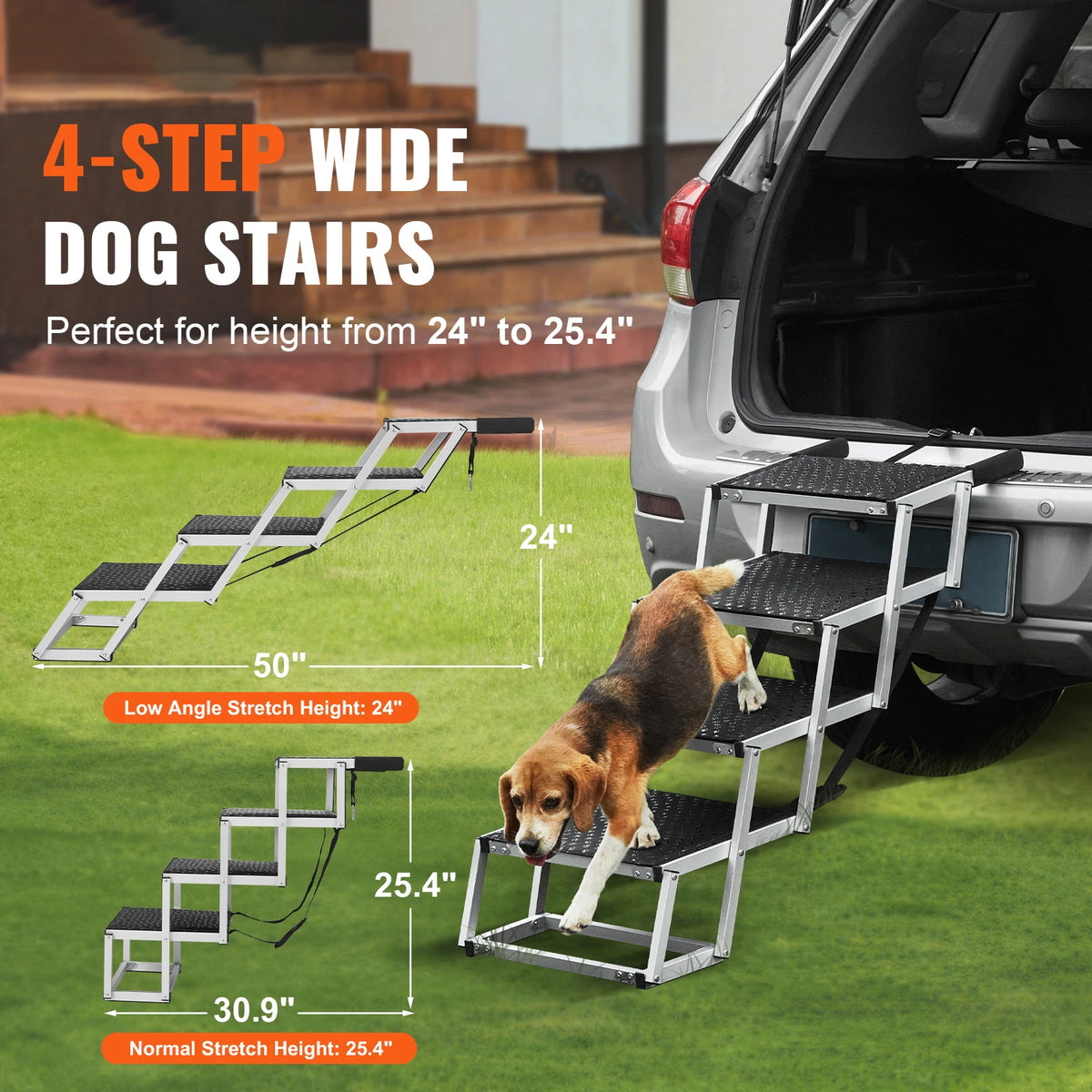 SucceBuy Portable Aluminum Folding Dog Steps For Cars