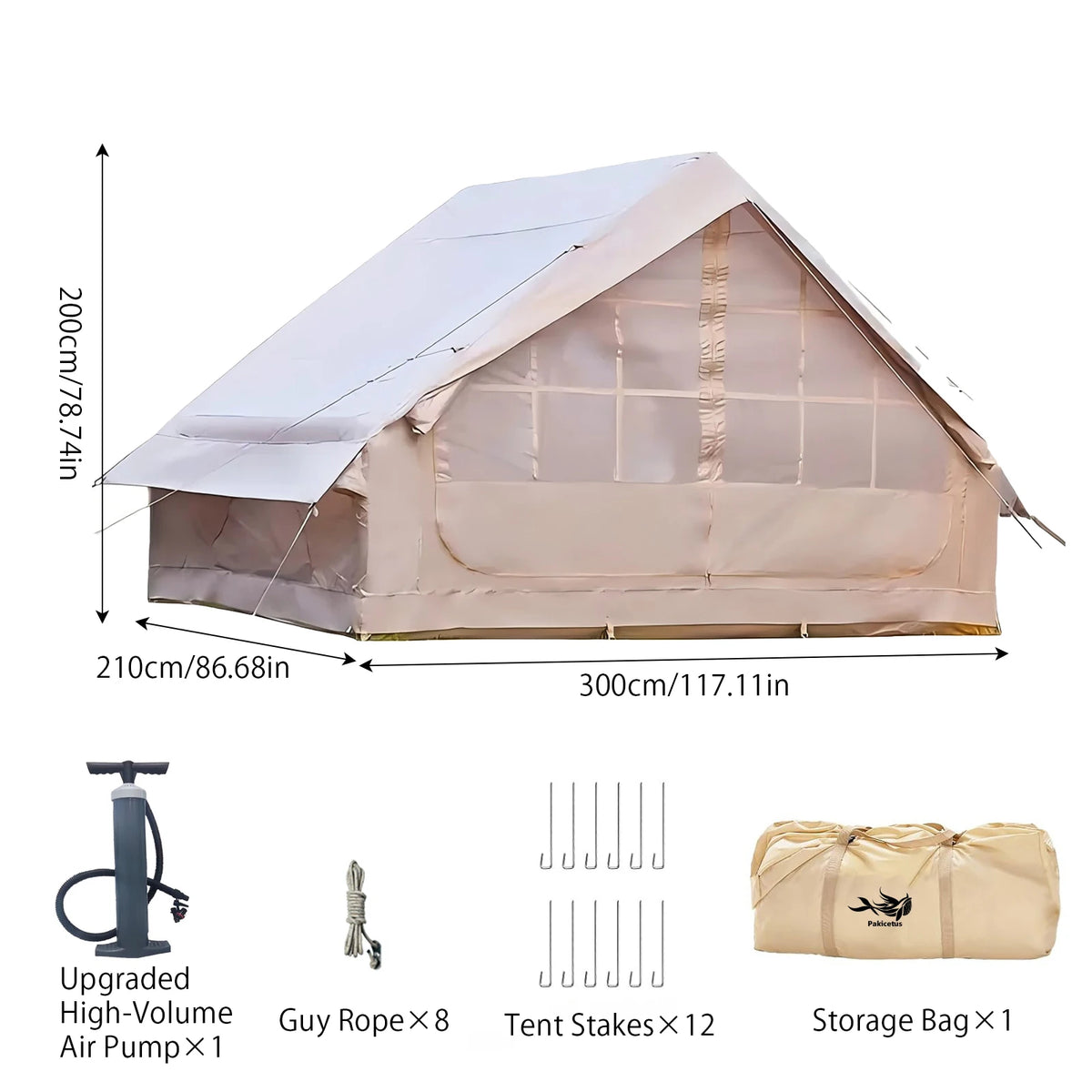PAKICETUS Inflatable Camping Tent With Skylight And Integrated Air Pump