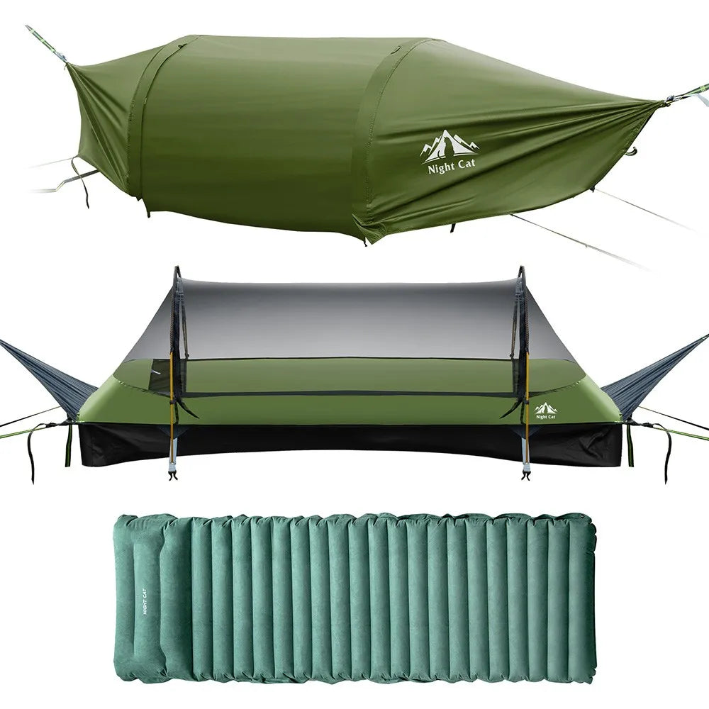 Night Cat Flat Lay Hammock Tent With Mosquito Net Rainfly