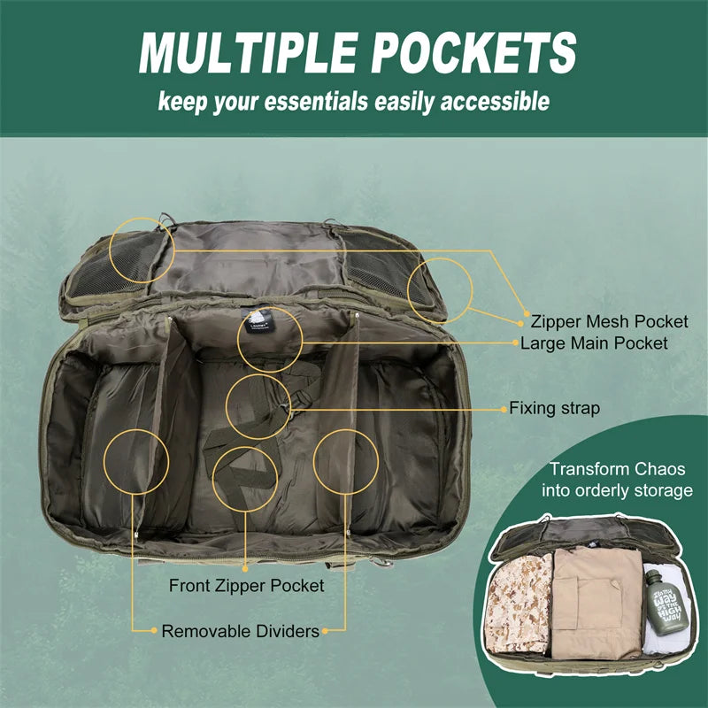 LQARMY Tactical Backpack For Outdoor Hiking And Camping Travel
