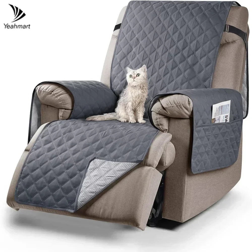 Recliner Sofa Covers Waterproof Sofa Slipcovers Non Slip Cover for Kids/Dogs/Pet Washable Furniture Protector with Elastic Strap