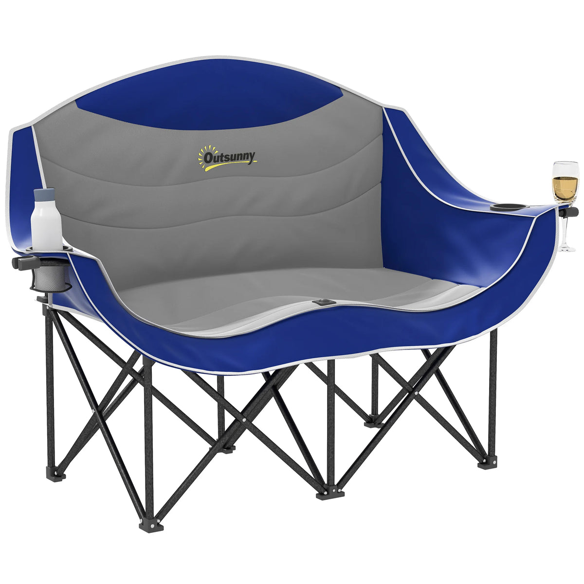 Outsunny Double Padded Folding Camping Chair For Outdoor Use