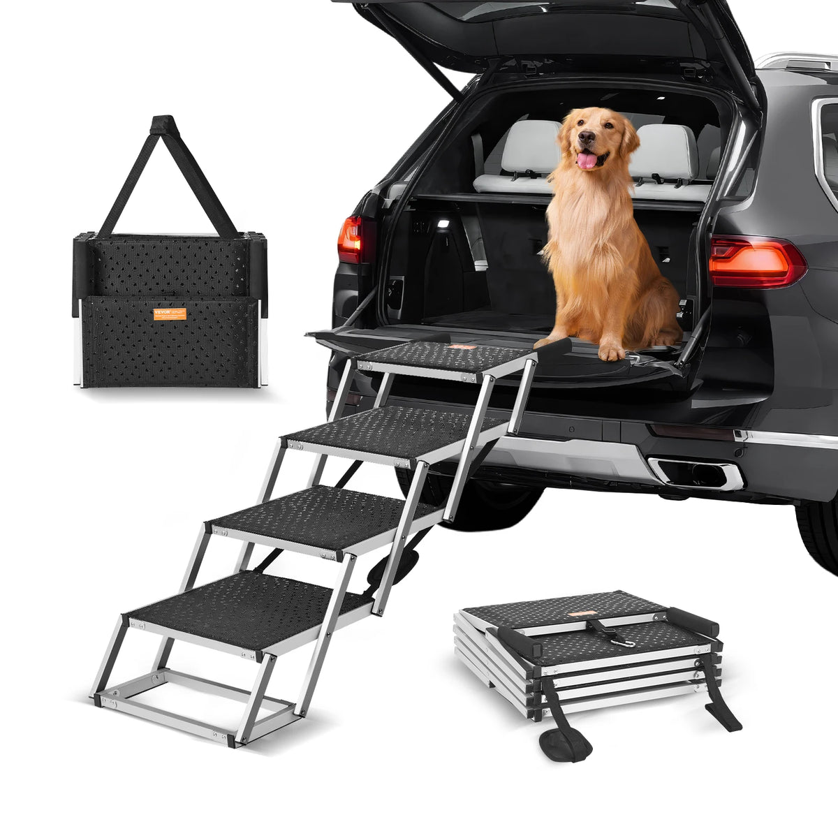 SucceBuy Portable Aluminum Folding Dog Steps For Cars