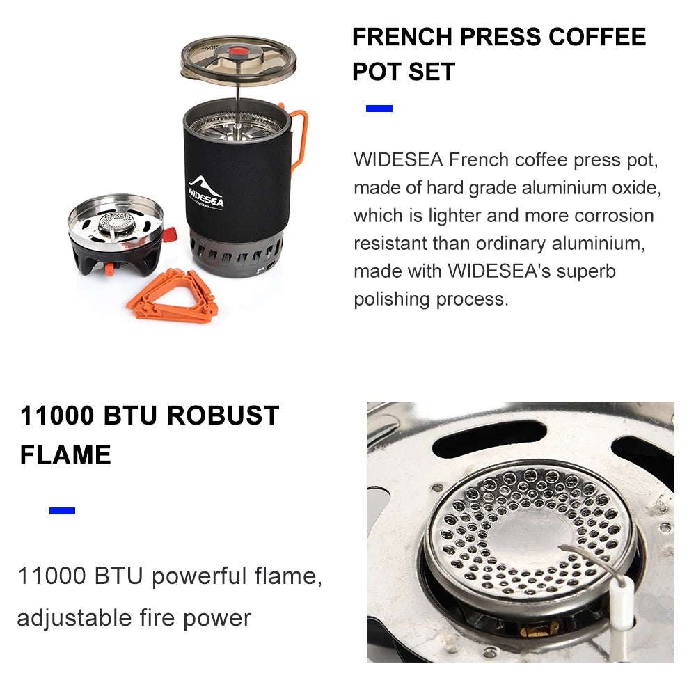 Widesea Camping Cookware Set With Heat Exchanger Outdoor Stove